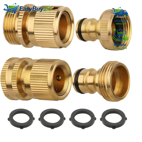Schlauchanschluss 3/4 Zoll Messing Schnellkupplung 2 SäTze Garten Adapter-image