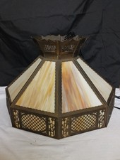 Vintage Sarama Lighting Caramel Slag Glass Swag Light Ceiling Light