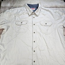 Wrangler Premium Quality Men's Beige 100 Cotton Short Sleeve Button Shirt Sz XL