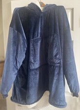 The Comfy Oversized Sherpa Wearable Blanket Navy Blue Hoodie One Size.
