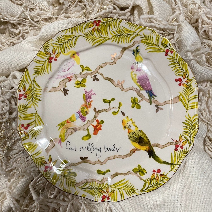 Anthropologie Inslee Fariss Plate 4 Calling Birds 12 Days of