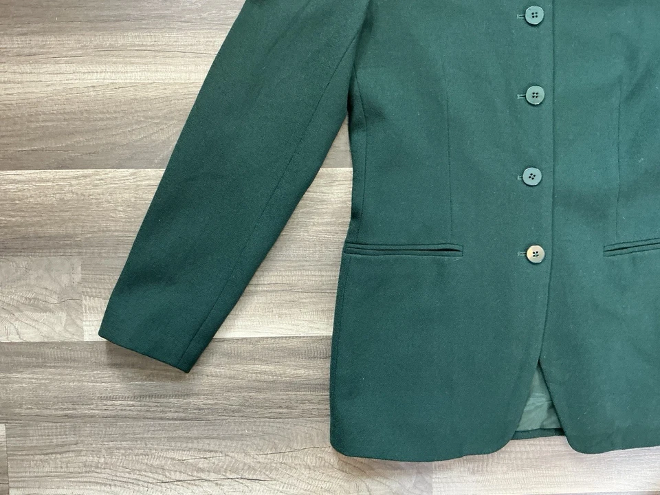 Винтажный 90-х Talbots женщин шерсти блейзер куртка изумрудно-зеленый 4 США сшитый опрятный - Изображение 4 из 4