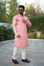 Men Cotton Kurta Set Pakistani Kurta Pyjama Indian Ethnic Suits Wedding