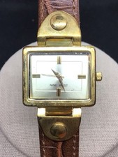 Ladies Nine West Brown Pleather Band Wrist Watch-Works-New Battery W1196