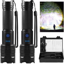 Rechargeable Flashlights 90,000 High Lumen, 2 Pack Super Bright LED Flashligh...