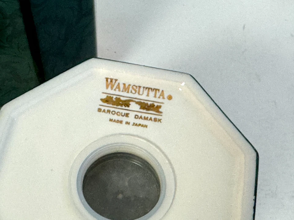 Wamsutta Barroco Damasco Verde Dorado Baño Tocador Cepillo de Dientes Soporte Taza y Plato Foto 4 de 4