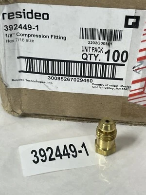 RESIDEO, HONEYWELL 1 OEM RESIDEO 392449-1 HONEYWELL 1/8" PILOT TUBING COMPRESSION FITTING GAS VALVE