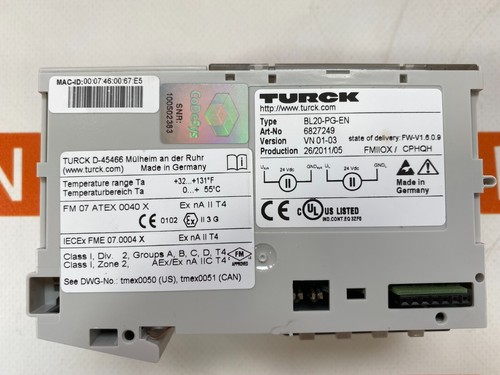 TURCK BL20-PG-EN (6827249) Programmable communication gateway I/O - USED TESTED - Picture 4 of 4