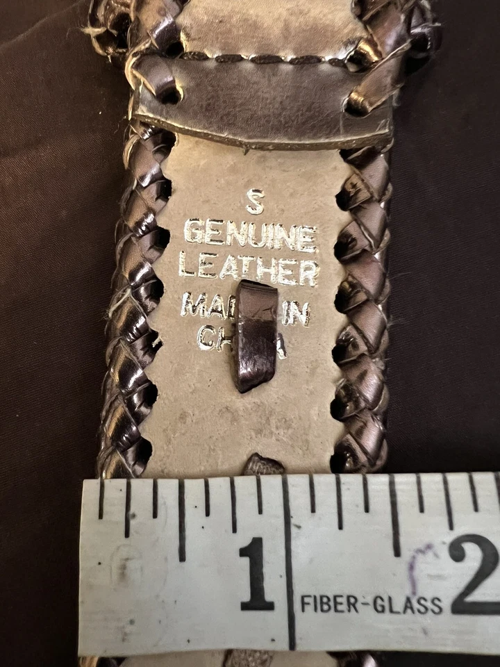 "Cinturón Express de cuero genuino plateado antiguo con hebilla plateada 36-41"" cintura trenzada" Foto 4 de 4