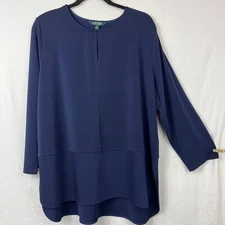 Lauren Ralph Lauren 3/4 Sleeve Tunic Blouse Women 2X Plus Sz Mature Professional
