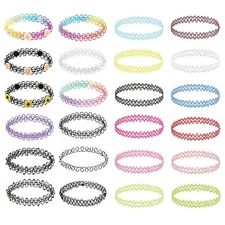 BodyJ4You 24PC Choker Necklace Set Colorful Mix Stretch Elastic Jewelry Women