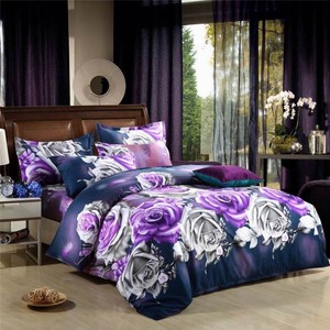 Details About Mingjie Purple Red Flowers 3d Bedding Sets 4pcs Queen Size Bed Linen China