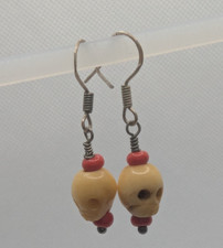 Sterling Silver 925 Day of the Dead Skull Dangle Earrings