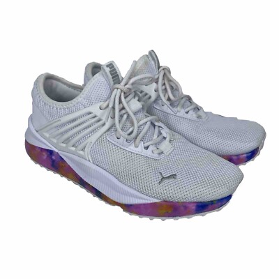 PUMA Pacer Future Bleached White Athletic Shoes, Big Girls Size 7C Sneakers EUC