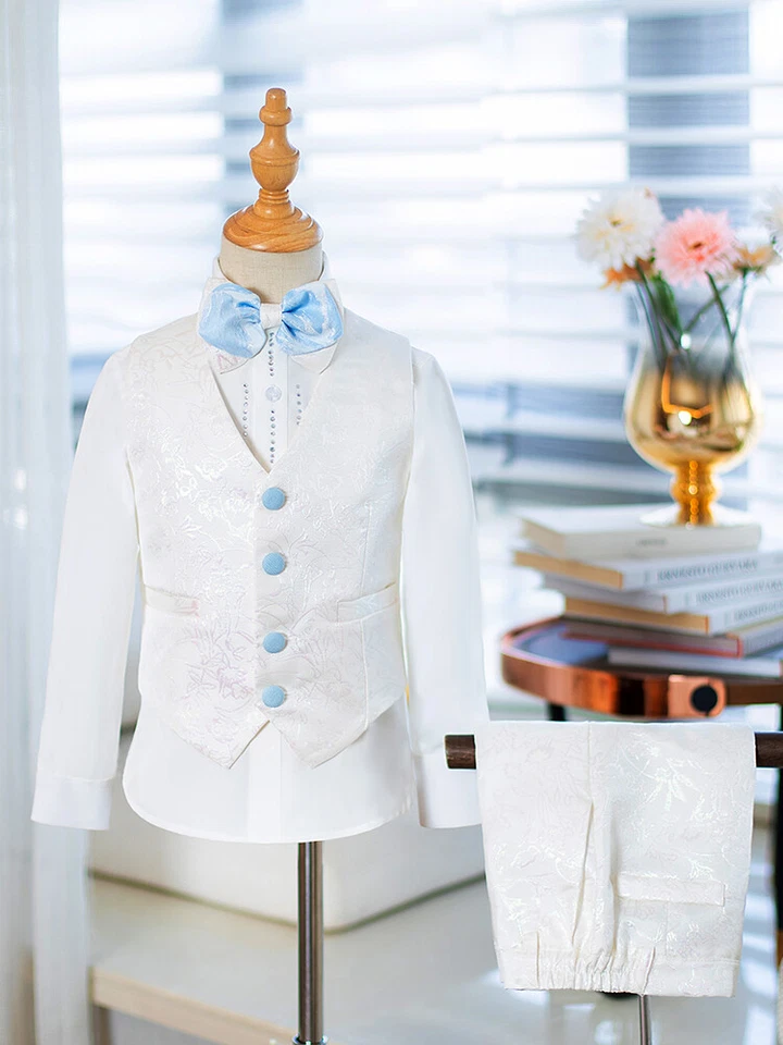 Conjuntos de blazer infantil, ternos de menino flor feitos à mão, fantasia de performance de piano anfitrião - Imagem 4 de 4
