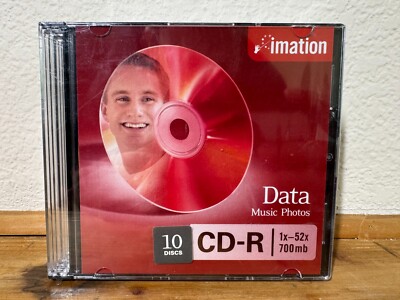 Imation CD-R 700MB 52x 10-Pack Slim Jewel Cases Blank CD Burning   New Sealed