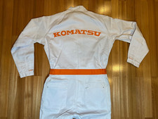 Vintage Komatsu Gas Station Japan Mechanic Coveralls Tsunagi Jumpsuit White LL
