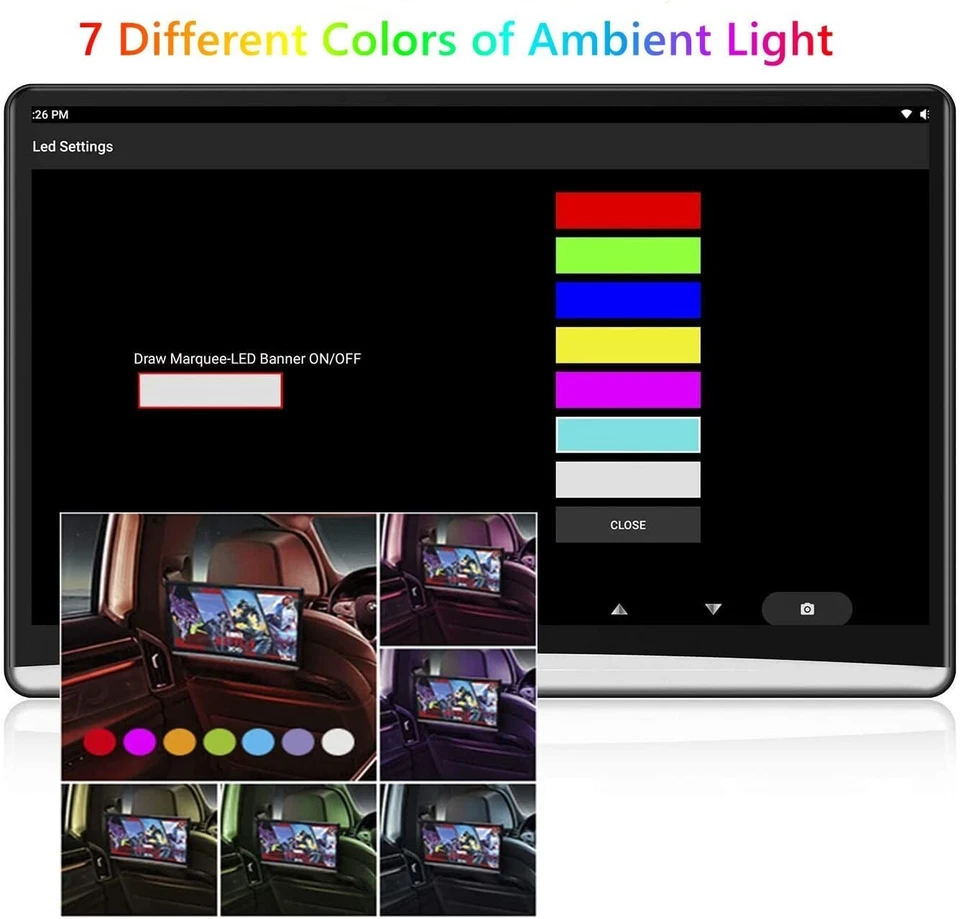 Paquete de 2 reproductores de video reposacabezas de coche de 13,3 pulgadas con WiFi, Android 10.0, 4K, 32 GB Foto 4 de 4