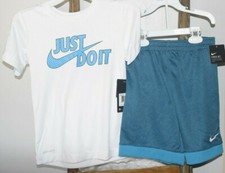 New Boy's Blue White Nike Just Do It 2 pc shorts set Size 7
