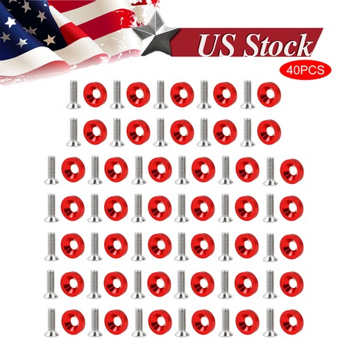 40 PC BLACK BILLET ALUMINUM FENDER/BUMPER WASHER/BOLT ENGINE BAY - Foto 2