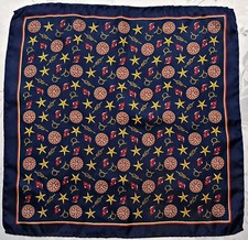 SCARF VINTAGE AUTHENTIC NAUTICAL ART SILK MEN'S 12" SQUARE POCKET SMALL