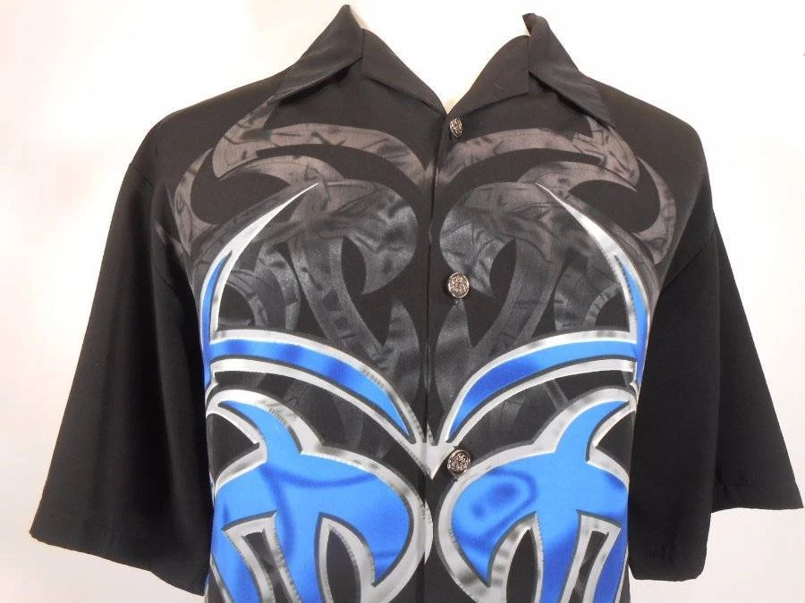 Genial Camisa Para Hombre Grande Cromo Águila Azul Diseño Personalizado Motocicleta SS Botón Foto 2 de 4