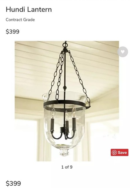 Pottery Barn Bronze Hundi Handblown Glass 3 Light Lantern Pendant