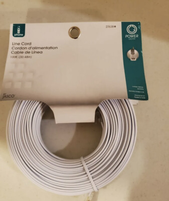 Line Cord, 100 Feet, Modular Jack Ends, Works For Phone, Modem Fax Machine, Use