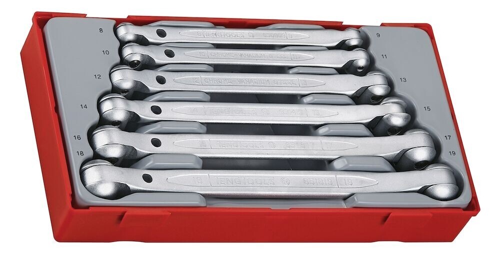 Teng Tools TT6506 - Double Flex Wrench Set in Tray - 12pt Sockets - 6pcs