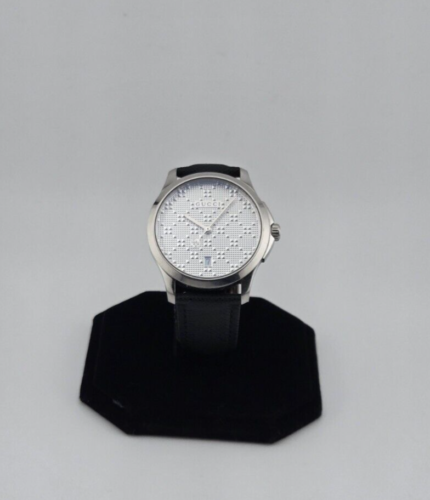 Gucci Men's G-Timeless Silver Dial Leather Band Watch - YA126459