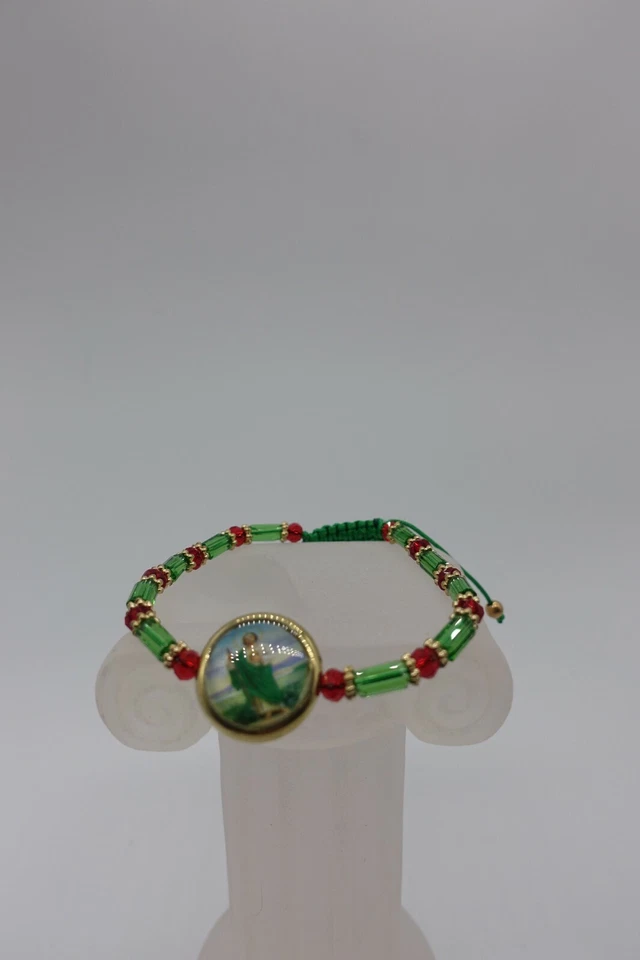 Pulseira St Jude medalhas exclusivas banhadas a ródio verde/vermelho  - Imagem 4 de 4