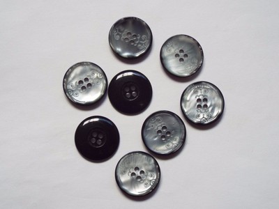 8pc 20mm Gloss Graphite Grey Mock Shell Coat Blazer Cardigan 4 Hole Button 1204