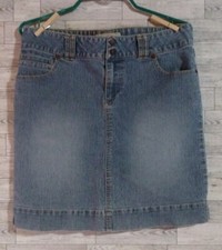 Y2K Route 66 Denim Mini Skirt Size 10 90s Blue Jean Skirt Retro Vintage