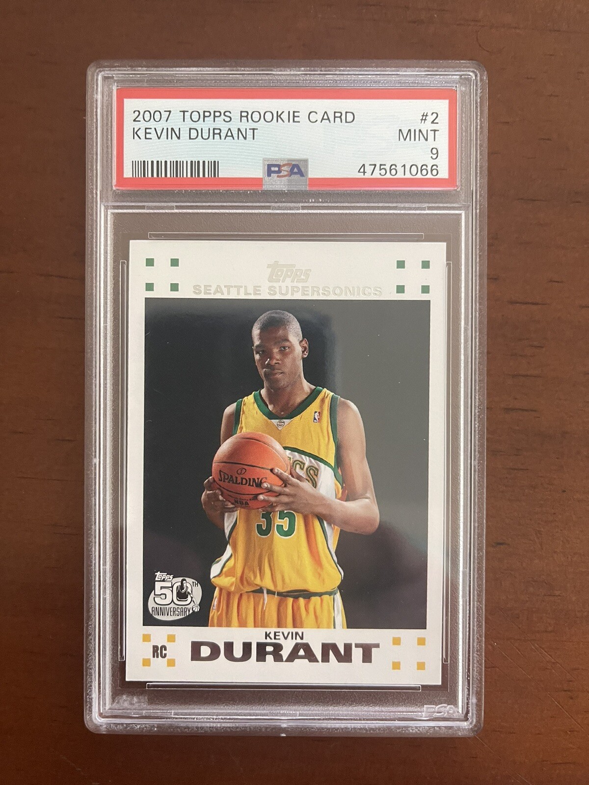 2007 Topps Kevin Durant Rookie RC #2 PSA 9 MINT CENTERED