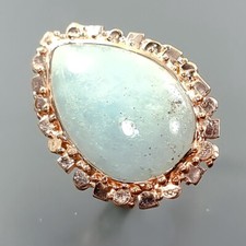 Handmade 30 ct Natural Aquamarine Ring 925 Sterling Silver Size 8 /B-R2567