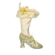 Victorian Christmas Stocking Vintage High Heel Boot Shoe 17”