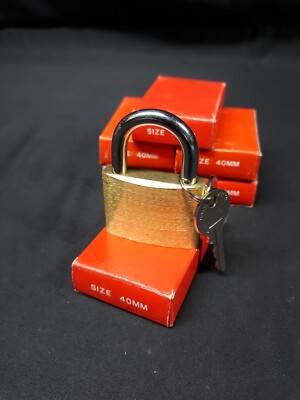 New In Box Lot of 6 SOLID BRASS 40MM BODY LOCK & 2 KEYS PADLOCK