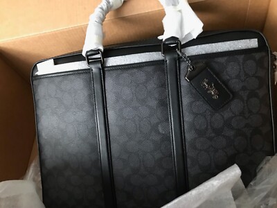 COACH Metropolitan Slim Leather Briefcase 55565 Charcoal Gray  Retail