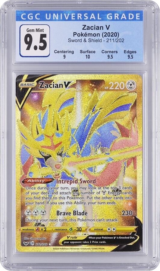 Carte Ultra Rare Zacian-V Pv 220 211/202 - Carte Secrète GOLD - Epé