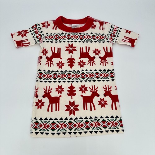 Hanna Andersson Boy's Short Johns Pajamas Set 4/100cm Dear Deer Christmas Print - Picture 2 of 10