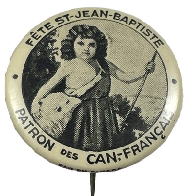 Vintage Catholic Fete St Jean Baptiste Celluloid Button