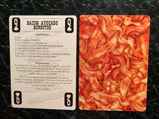 Swap Playing Card   BACON RECIPES     Bacon Avocado Burritos   QUEEN OF CLUBS