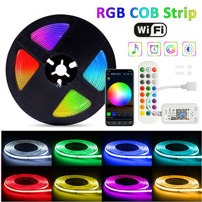 5-10M LED COB Streifen 12V 24V RGB Band Stripe Keine Lichtpunkt WIFI APP Control