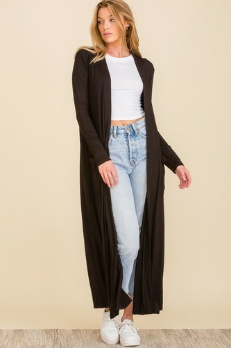 Jersey Knit Duster Cardigan Maxi 