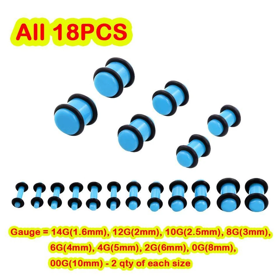 Kit de estiramiento de oreja de acrílico 54 piezas tapón cónico de oreja enchapado en espiral juego cónico 14G-00G Foto 3 de 4