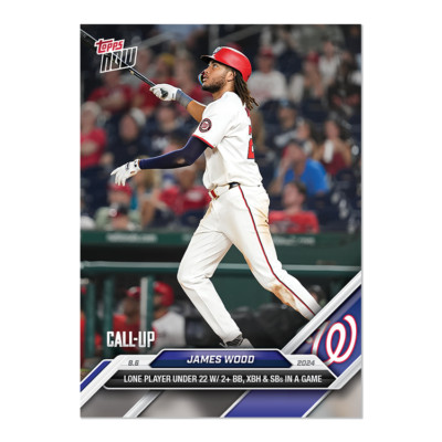 2024 Topps Now 522 James Wood 2 + BB, XBH & SB's in Same Game -Free Shipping!