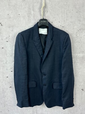 Matthew Miller Untitled Navy Blue Linen long Sleeve Blazer Size S