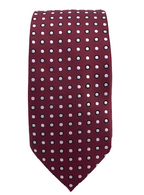 Angelo Di Monti Collezione Tie Made in Italy Maroon Dotted Woven Classic New