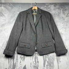J Crew Gray Herringbone Blazer Wool Blend Fully Lined dark Gray Size 4