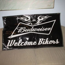 Budweiser Beer Banner Welcome Bikers 2014 vinyl large 58x34 plz read